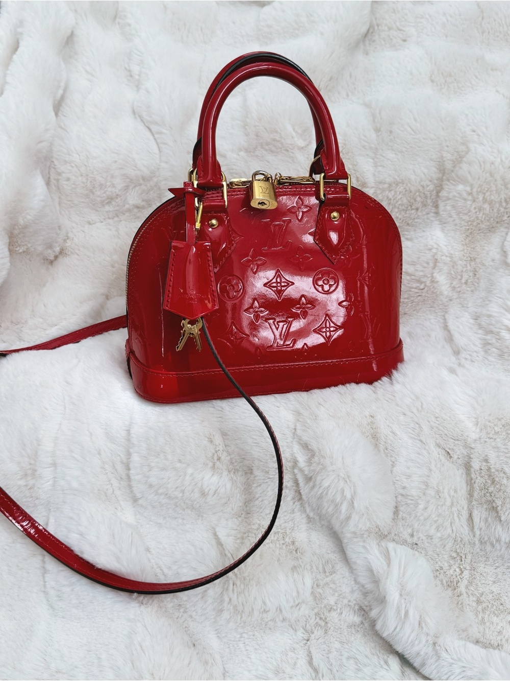 Louis Vuitton Red Vernis Alma BB bag